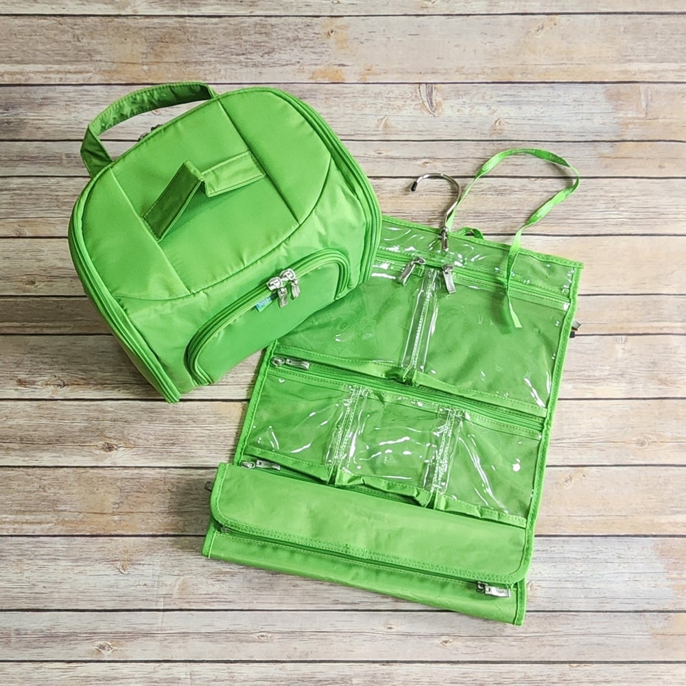 Baggallini Lime Green Hanging Toiletry Bag with Carry Case